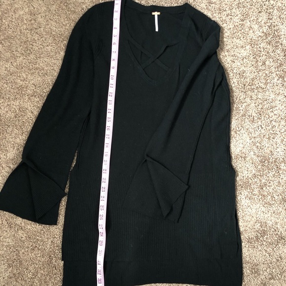 Free People Criss Cross Knit Tunic Top Black - Picture 6 of 6